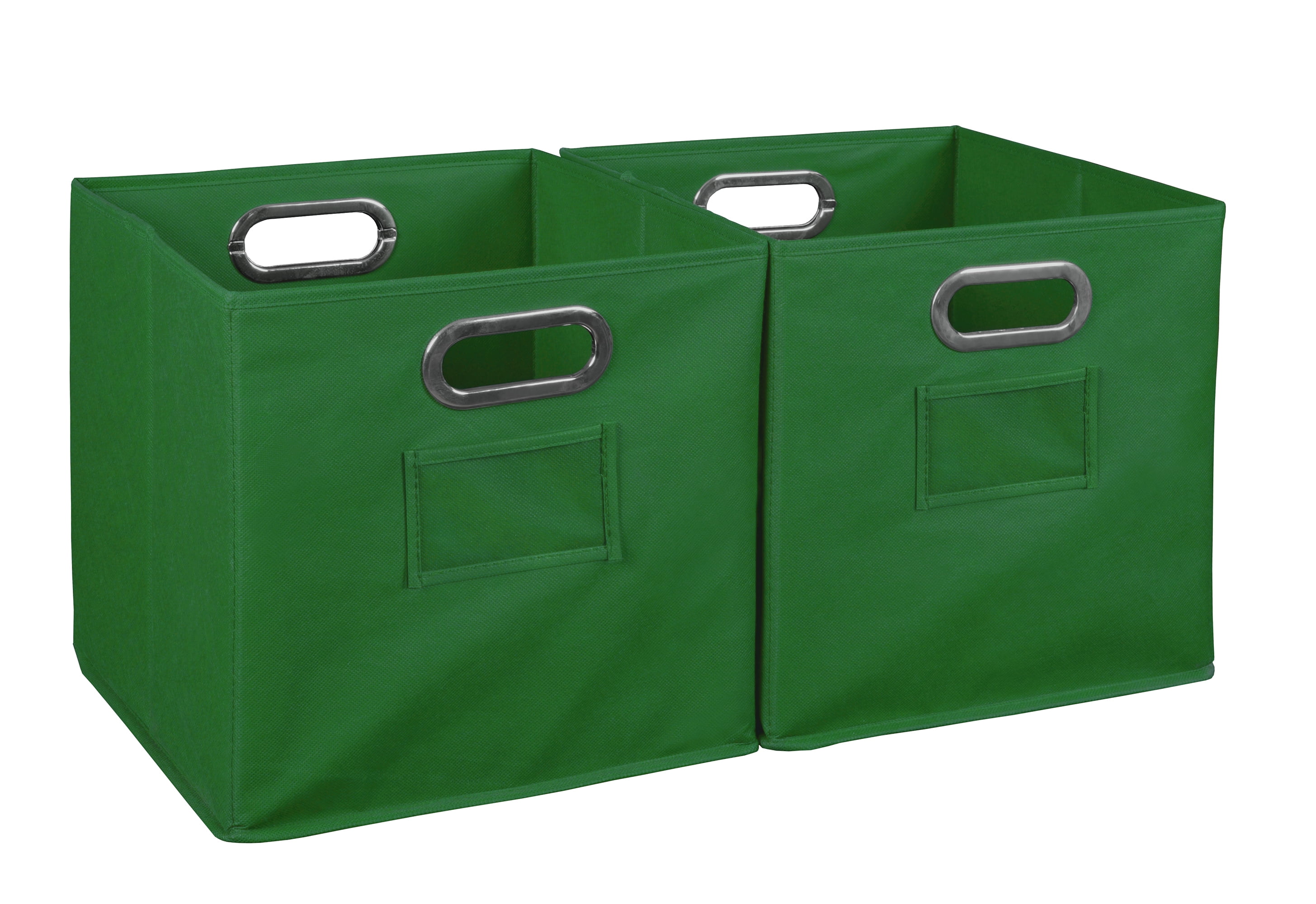 Collapsible Home Storage Set of 2 Foldable Fabric Storage Bins Green