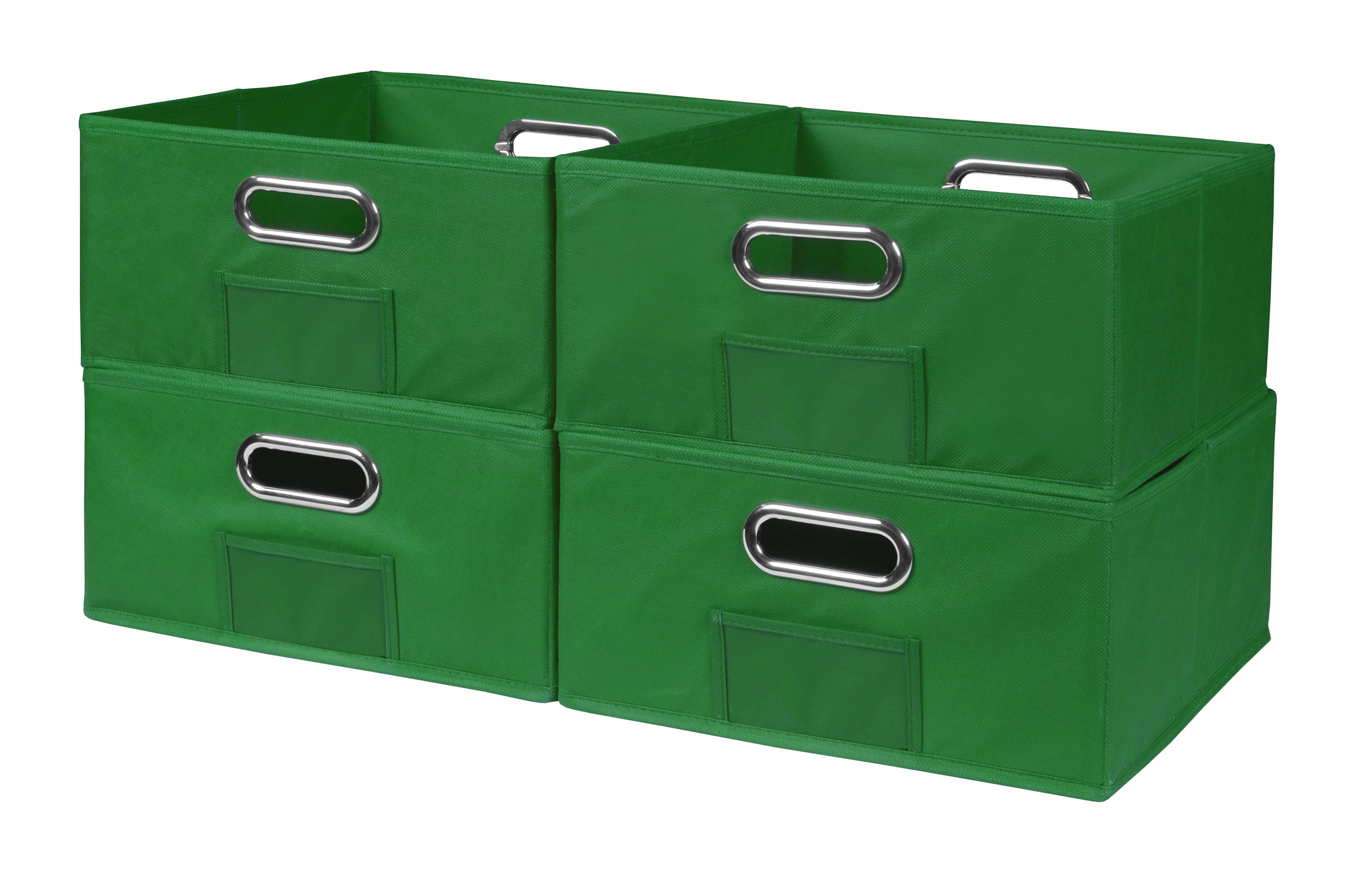 Collapsible Home Storage Set Of 4 Foldable Fabric Low Storage Bins