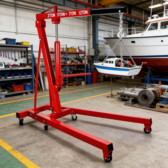 Collapsible Hydraulic Engine Hoist, 2-in-1 Hoist & Leveler, 4400LBS, 50in Boom, Engine Hoist with Leveler, Shop, Construction, Industrial