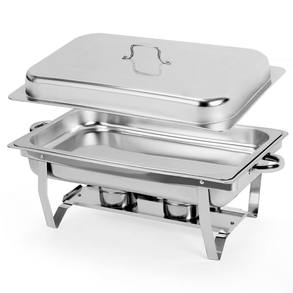 Collapsible Insulated Buffet Serving Tray Set - Single Compartment Stainless Steel Food Warmer for Parties, Banquets & Events