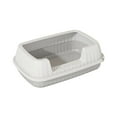 thumbnail image 1 of Collapsible Kitten Litter Box, 14.4 x 10.6 x 5.3 inch Open Cat Potty Pan with Scoop Foldable Shallow Cat Toilet Anti-Splashing Low Entrance Travel Litter Box with Falling Sand Pedal, Grey, 1 of 6
