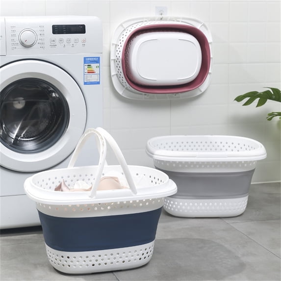 Collapsible Laundry Basket, Collapsible Laundry Basket with Handles, Foldable Laundry Basket Plastc,Pop Up Tall Storage Container/Organizer/Clothes Hamper for Laundry, 12.8x16.73x11.02"