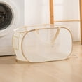 thumbnail image 1 of Collapsible Laundry Basket Foldable Pop-Up Mesh Hamper with Compartments and Handles Breathable Clothes Organizer Two Grids, 1 of 7