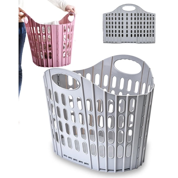 Collapsible Laundry Basket with Handles - Space Saving Foldable Laundry Basket, Fits Into Narrow Gaps, Pop Up Laundry Clothes Hamper for Families, Or Compact Homes