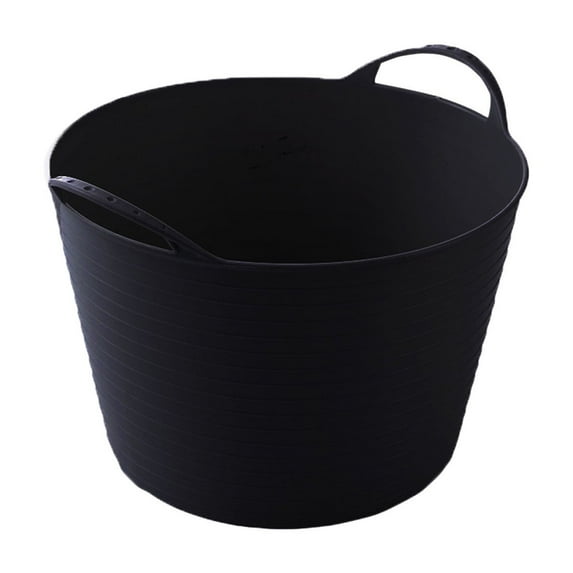 Collapsible Laundry Basket with Handles, 27L / 7 Gal Flexible Laundry Basket Plastic,Storage Container/Organizer/Clothes Hamper for Laundry (Black)