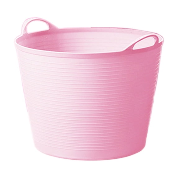 Collapsible Laundry Basket with Handles, 27L / 7 Gal Flexible Laundry Basket Plastic,Storage Container/Organizer/Clothes Hamper for Laundry (Pink)