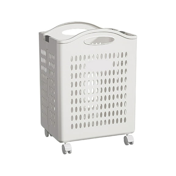 Collapsible Laundry Basket with Wheels, Foldable Storage Container/Organizer, Space Saving Dirty Clothes Laundry Bin with Handle