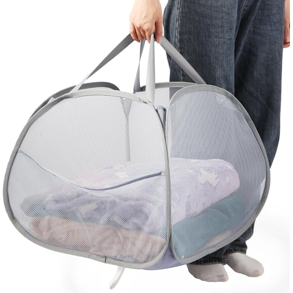 Collapsible Laundry Baskets, 90L Large Foldable Laundry Basket Durable Mesh Pop Hampers Laundry Dirty Clothes Laundry Hamper Bedroom Bathroom Dorm Lau Collapsible Laundry Baskets, 90L Large Foldable Laundry Basket Durable Mesh Pop Hampers Laundry Dirty Clothes Laundry Hamper Bedroom Bathroom Dorm Lau