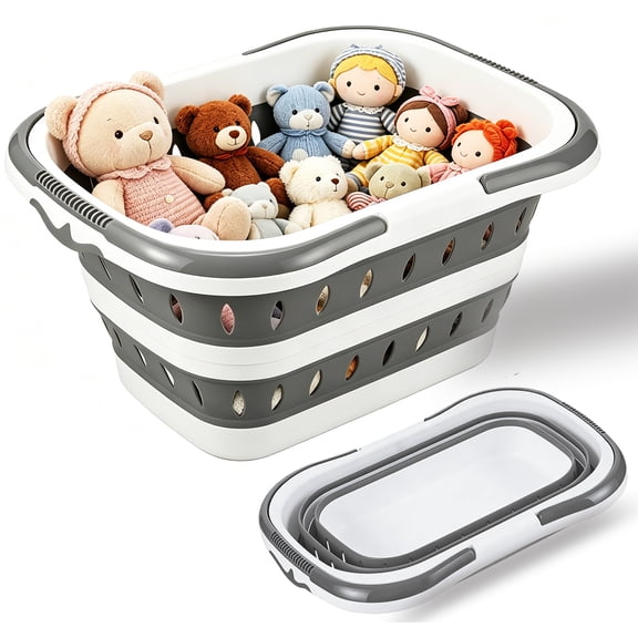 50L Colapsable Laundry Basketlaundry , Space-Saving Storage Laundry Basket - Collapsible Pop Up Basket for Home, Flats, and Apartment(Grey)
