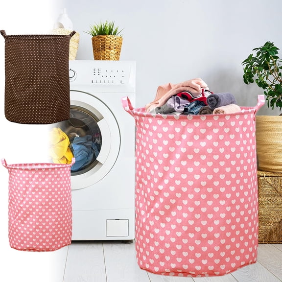 Collapsible Laundry Hamper Basket with Handles and Washable Fabric Storage Bin for Clothes Toys and Blankets Easy Foldable Design for Home Organization Dorm Room and Nursery Storage Akmoler