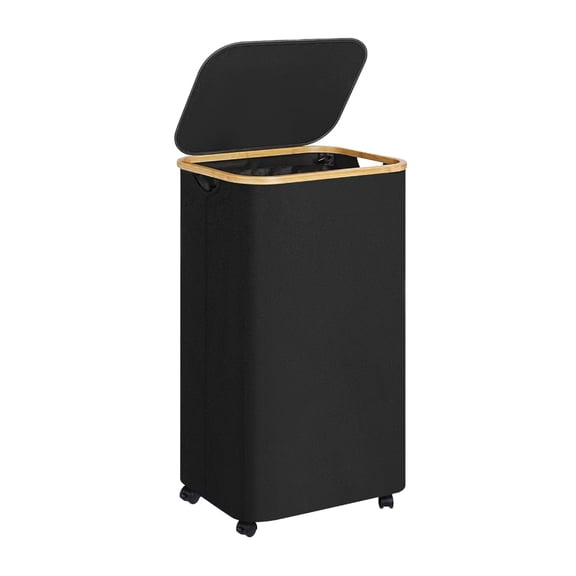 Collapsible Laundry Hamper with Lid Large Capacity, Foldable Clothes Basket with Removable Inner Bag and Handles, Storage Organizer for Laundry Room Bathroom Bedroom Dorm Family Use