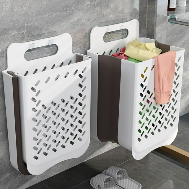 Collapsible Laundry Hampers Wall Mount Foldable Laundry Basket Plastic