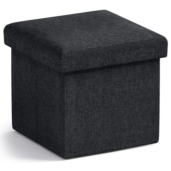 Collapsible Linen Storage Ottoman Cube, Multipurpose Footrest Stool for Living Room, Bedroom, Entryway,12 x 12 x 12