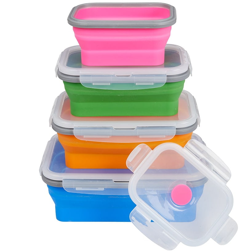 Collapsible Locking Lid Food Storage System Rectangle