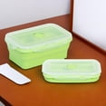 thumbnail image 1 of Collapsible Meal Container, Silicone Food Container, 12 Oz Collapsible, Foldable Design, for Hiking, Camping, and Desk Lunches, Green, by FAJHHA, 1 of 8