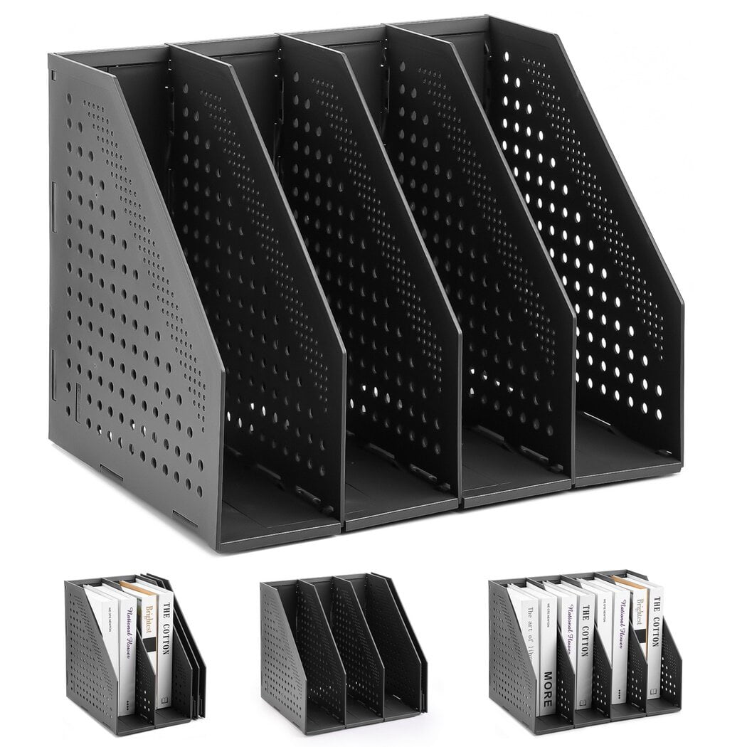Collapsible Magazine File Folder 4 Compartment Desktop Magazine 3-pockets-hanging-file-magazine-organizer-fabric-office-supplies