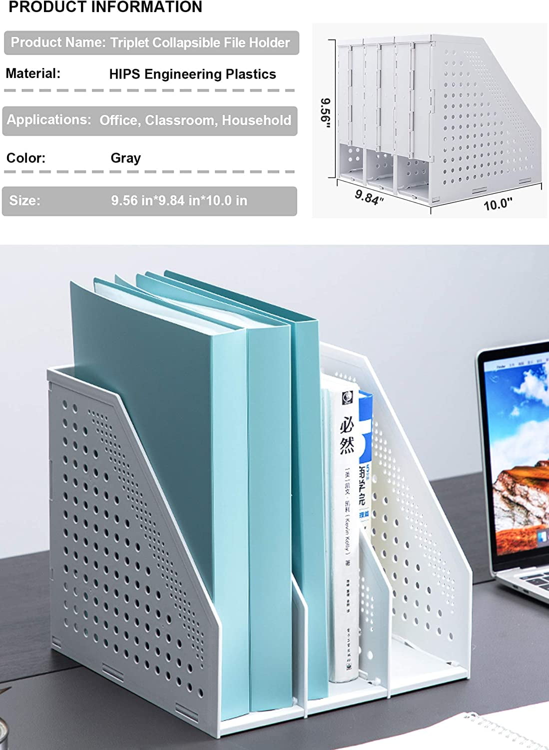Collapsible Magazine File Holder/Desk Organizer For Office Organization