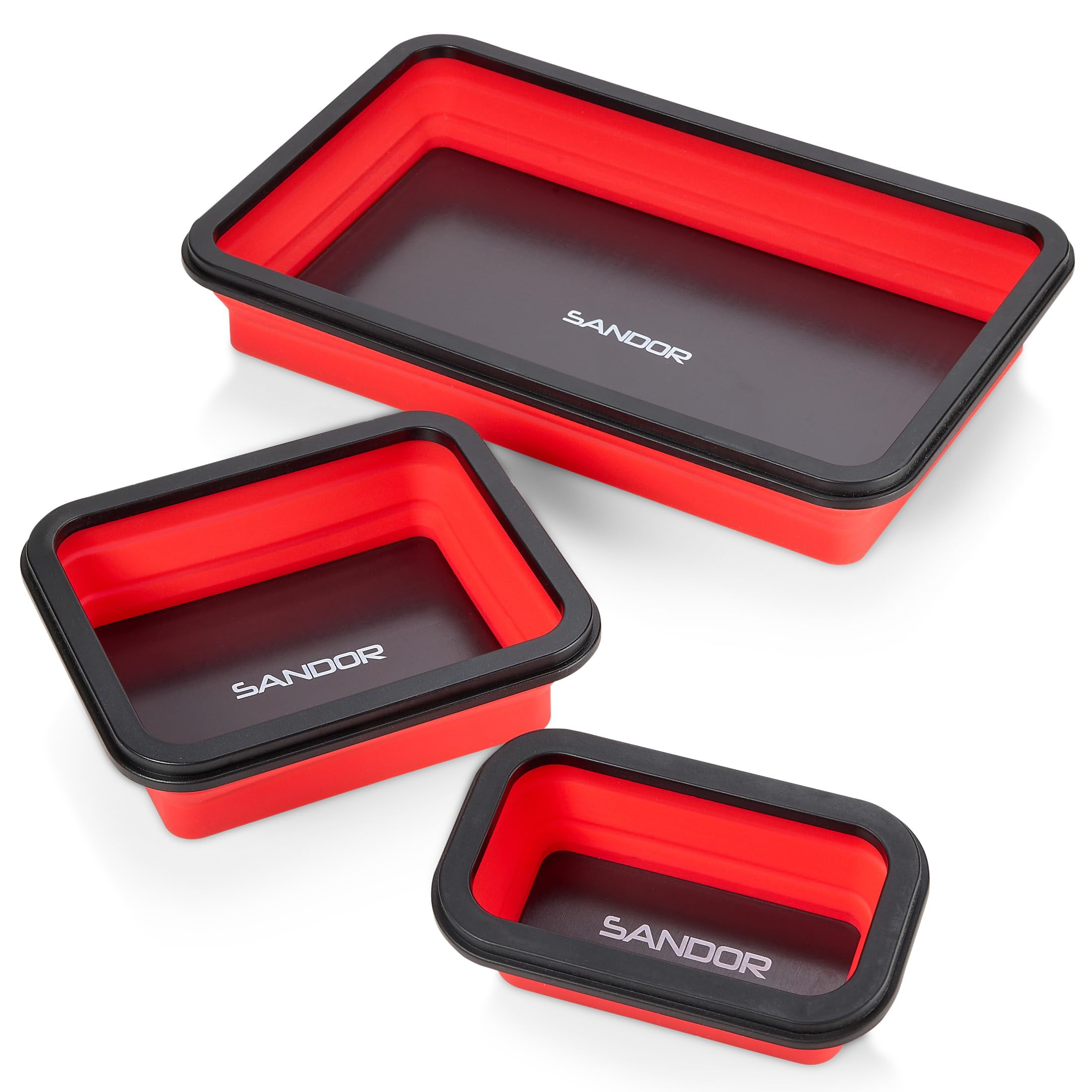 Jebousike Collapsible Magnetic Parts Tray Set - 3 Different