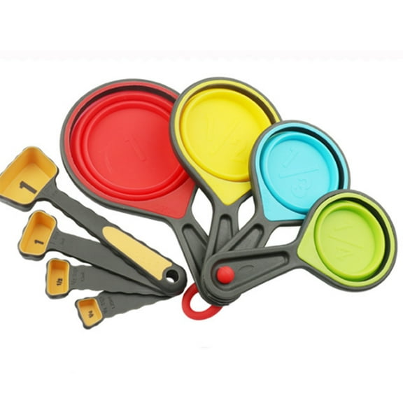 Collapsible Measuring Cups And Measuring Spoon, Portable Food Grade Silicone For Liquid & Dry Measuring, Kid Measuring Cup, Dog Food Measuring Cup