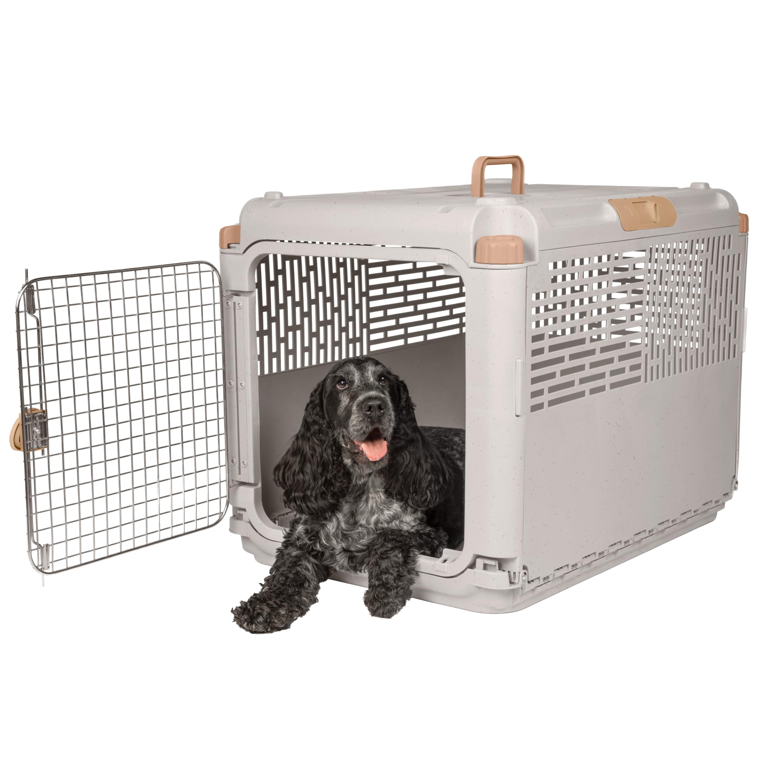 Collapsible Medium Pet Travel Carrier (tan)  Hard-sided Kennel For Dogs Puppies Cats Kittens Animals Up To 50lbs Washable Home & Outdoor Crate 30.6"l X 22"w 23.25"h