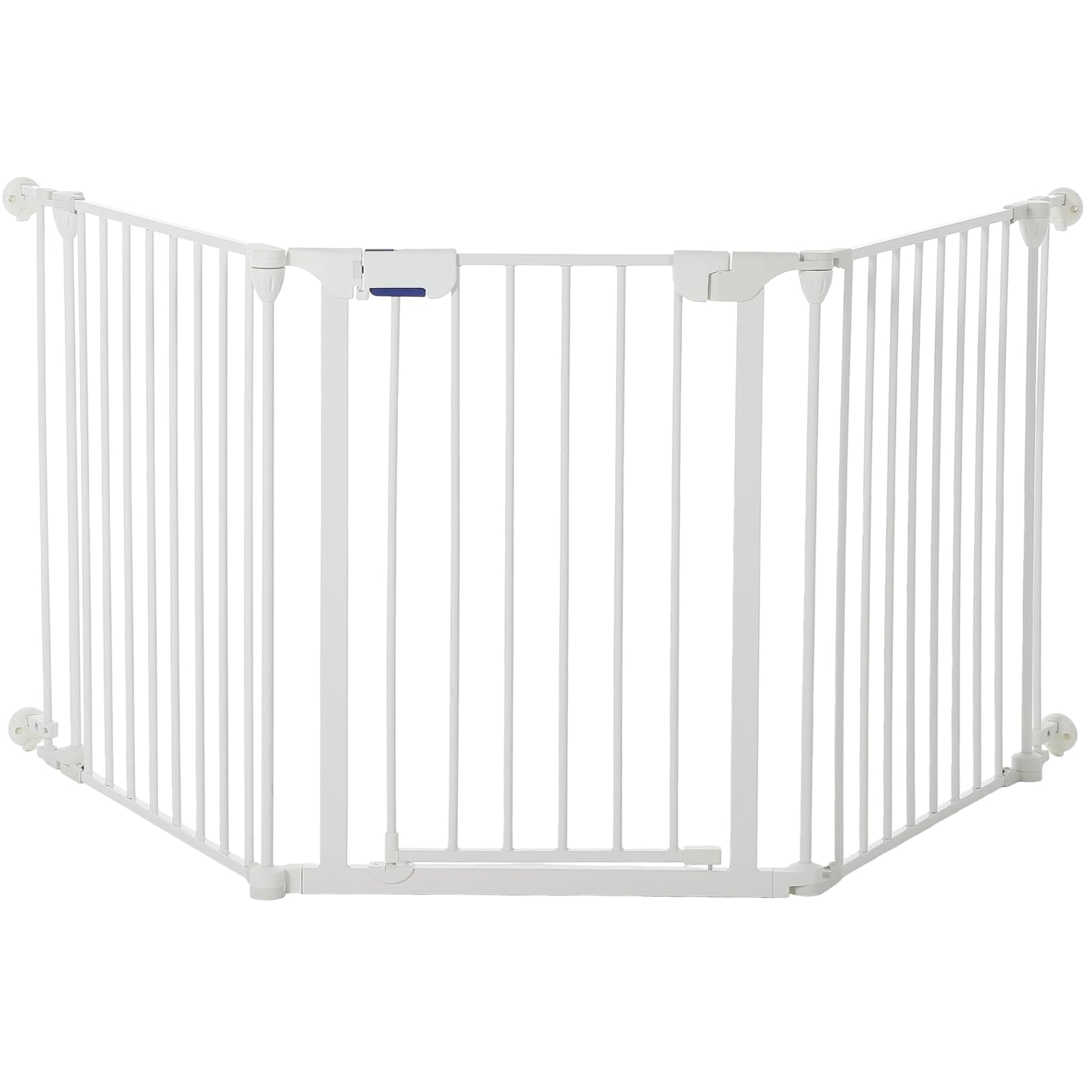 Collapsible Metal Baby Safety Gate – 29" Tall, Playpen with Lockable Door, Adjustable Portable Pet & Child Barrier for Doors – White, 3 Panels
