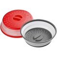 thumbnail image 1 of Collapsible Microwave Cover for Food Microwave Splatter Cover Fruit Drainer BPA-Free Dishwasher Safe 10.5 inch (GREY&RED, 1 of 7