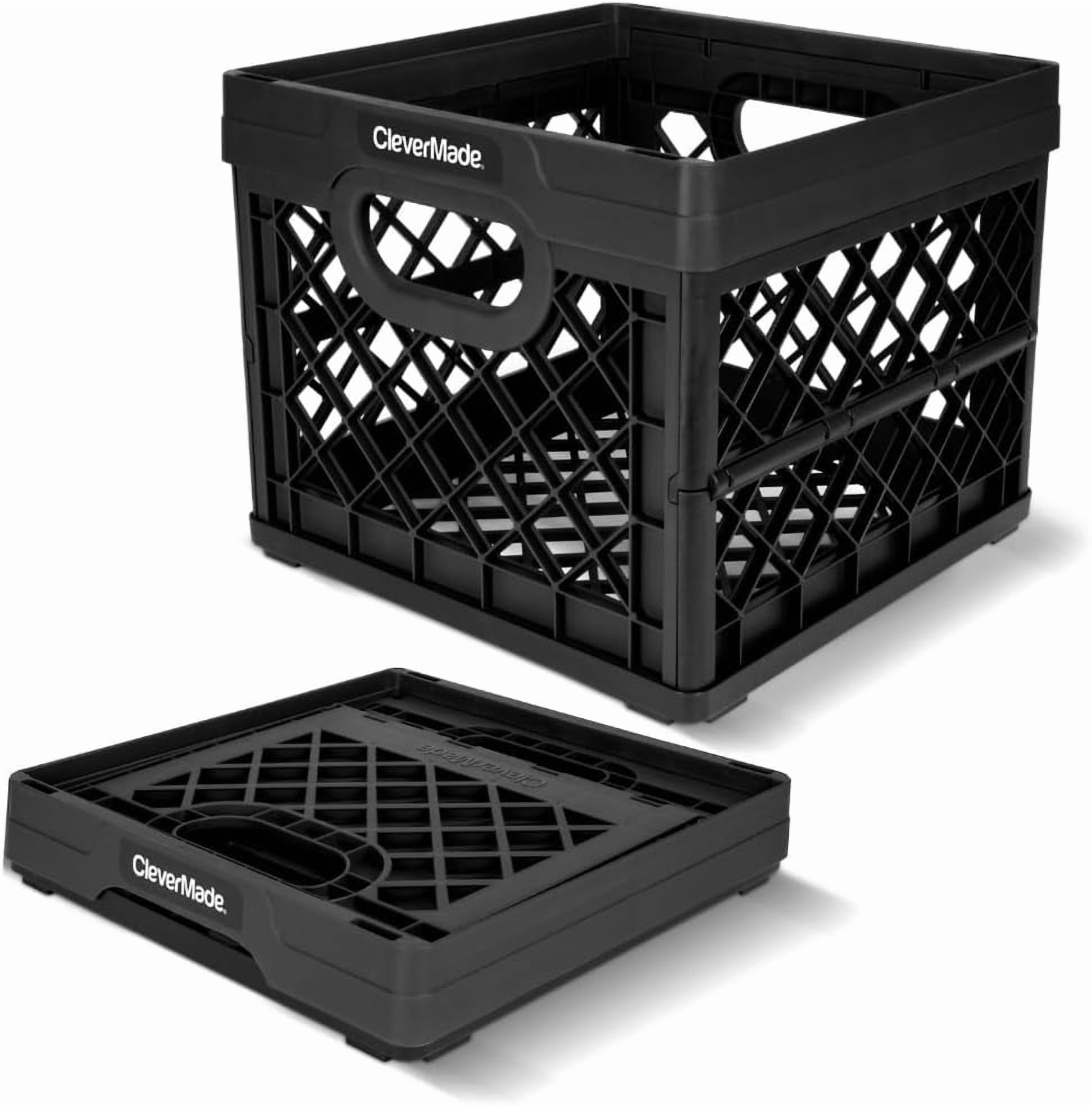 Collapsible Milk Crate 25L (6.6 Gal), 50 lb Capacity Heavy Duty Folding ...