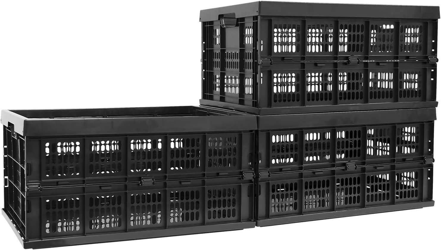 Collapsible Milk Crates 49 Liter Stackable Storage Bins Set of 3