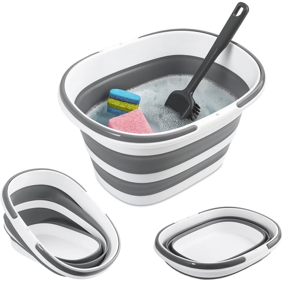 Collapsible Mop Bucket with Handles 7.4 Gallon Foldable Tub for Cleaning Large  Pop Up Buckets Portable Collapse Camping  Wash Basket for Space-Saving Storage