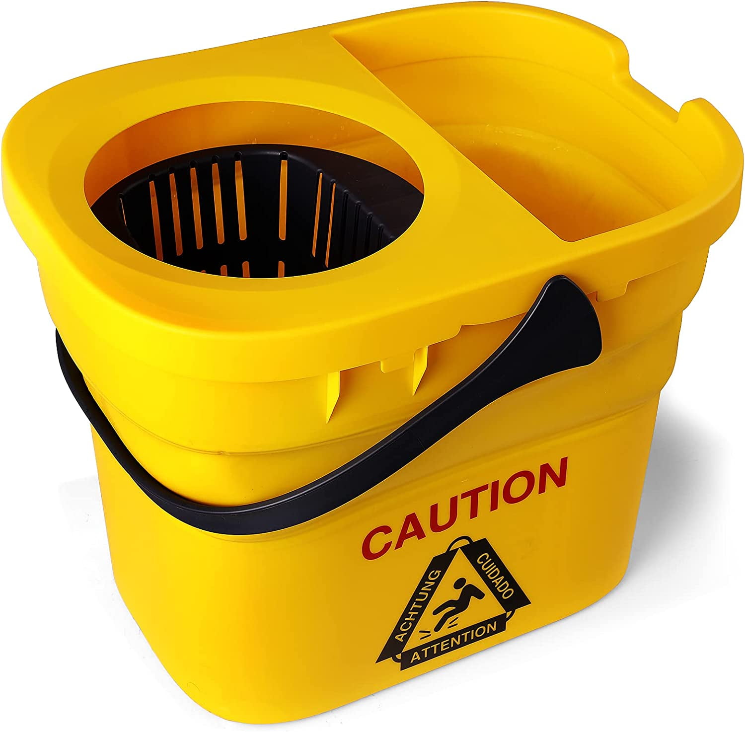 Collapsible Mop Bucket on Wheels for Industrial Mop Cleaning, Side Press Wringer Combo