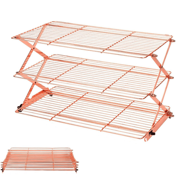 Collapsible Multi-Tier Cooling Rack, Stackable Design For Baking, Cooking, And Kitchen Countertop Organization