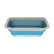 Collapsible Multiuse Wash Bin- Portable Wash Basin/Dish Tub/Ice Bucket with 10 L Capacity for Camping, Tailgating, More by Wakeman Outdoors Blue