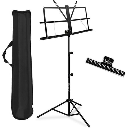 Collapsible Music Stand with Music Sheet Clip Holder and Carrying Bag