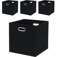 thumbnail image 1 of Collapsible Organization Basket Fabric Foldable Box with Handles, 13x13 Cube Storage Bins Set of 4, Thick and Heavy Duty Storage Baskets for Shelves Bedroom Livingroom,Black, 1 of 10