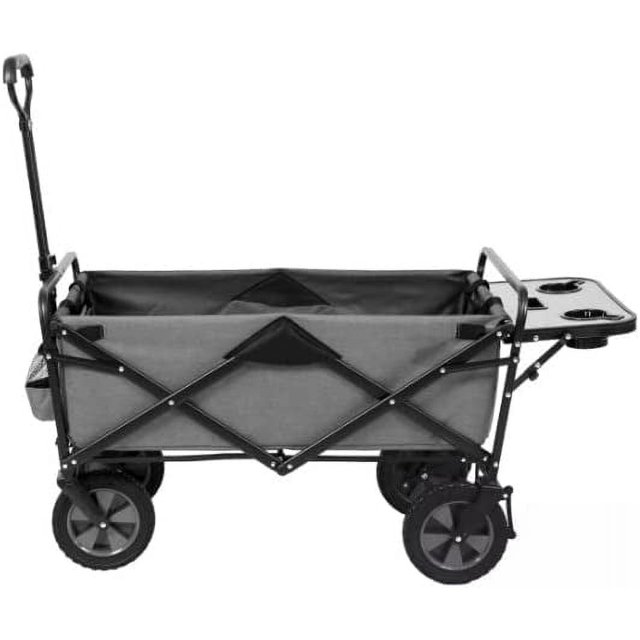 Collapsible Outdoor Utility Wagon with Folding Table and Drink Holders