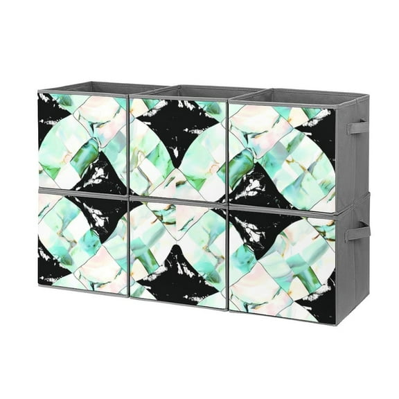 Collapsible Oxford Fabric Storage Cubes with Handles, Large Mid Foldable Oxford Cloth Bins Set of 2/6, Closet Organizers for Shelves Clothes Home Kitchen Toy - Acid Blue