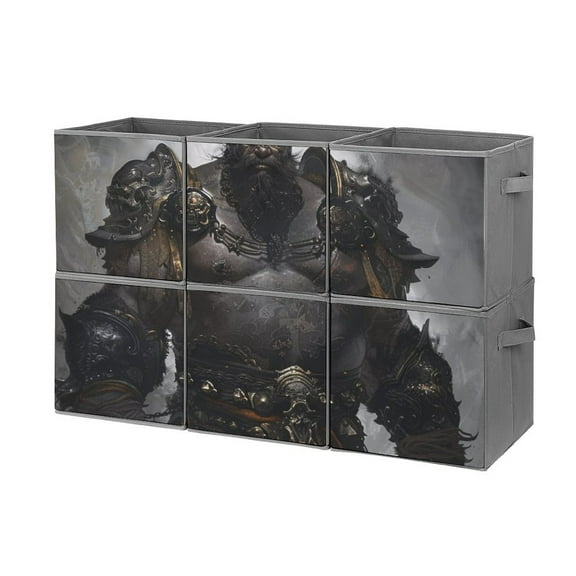 Collapsible Oxford Fabric Storage Cubes with Handles, Large Mid Foldable Oxford Cloth Bins Set of 2/6, Closet Organizers for Shelves Clothes Home Kitchen Toy - BLACK MYTH HUNK