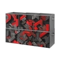 thumbnail image 1 of Collapsible Oxford Fabric Storage Cubes with Handles, Large Mid Foldable Oxford Cloth Bins Set of 2/6, Closet Organizers for Shelves Clothes Home Kitchen Toy - Black Red Plate-2, 1 of 7