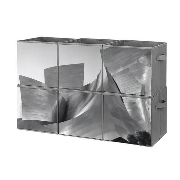 Collapsible Oxford Fabric Storage Cubes with Handles, Large Mid Foldable Oxford Cloth Bins Set of 2/6, Closet Organizers for Shelves Clothes Home Kitchen Toy - Concert Hall