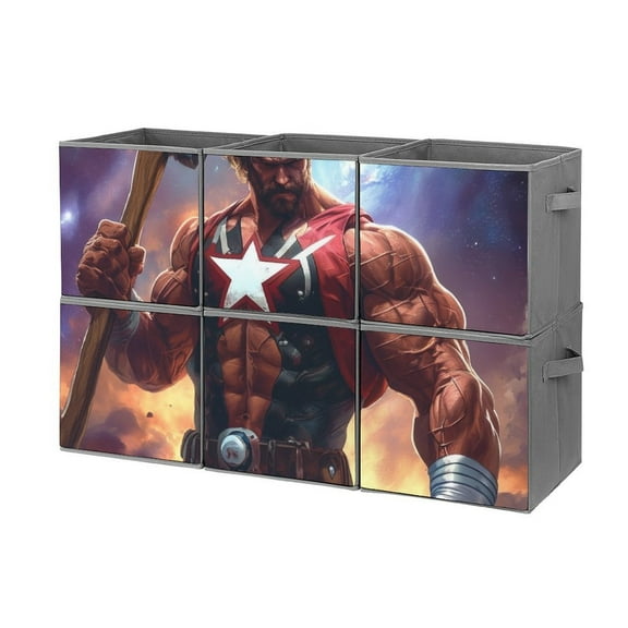 Collapsible Oxford Fabric Storage Cubes with Handles, Large Mid Foldable Oxford Cloth Bins Set of 2/6, Closet Organizers for Shelves Clothes Home Kitchen Toy - Hero