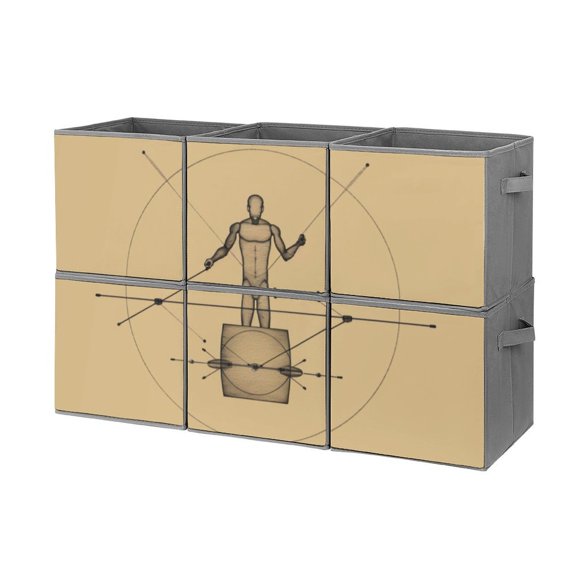 Collapsible Oxford Fabric Storage Cubes with Handles, Large Mid Foldable Oxford Cloth Bins Set of 2/6, Closet Organizers for Shelves Clothes Home Kitchen Toy - Retro Art Drum-1