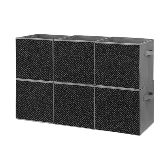 Collapsible Oxford Fabric Storage Cubes with Handles, Large Mid Foldable Oxford Cloth Bins Set of 2/6, Closet Organizers for Shelves Clothes Home Kitchen Toy - black denim pattern texture