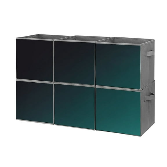 Collapsible Oxford Fabric Storage Cubes with Handles, Large Mid Foldable Oxford Cloth Bins Set of 2/6, Closet Organizers for Shelves Clothes Home Kitchen Toy - blue metal background texture