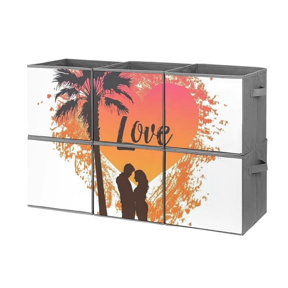 Collapsible Oxford Fabric Storage Cubes with Handles, Large Mid Foldable Oxford Cloth Bins Set of 2/6, Closet Organizers for Shelves Clothes Home Kitchen Toy - california love