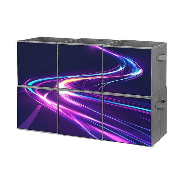 Collapsible Oxford Fabric Storage Cubes with Handles, Large Mid Foldable Oxford Cloth Bins Set of 2/6, Closet Organizers for Shelves Clothes Home Kitchen Toy - glitter light fire flare trace.