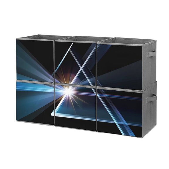 Collapsible Oxford Fabric Storage Cubes with Handles, Large Mid Foldable Oxford Cloth Bins Set of 2/6, Closet Organizers for Shelves Clothes Home Kitchen Toy - light through triangular prism-1