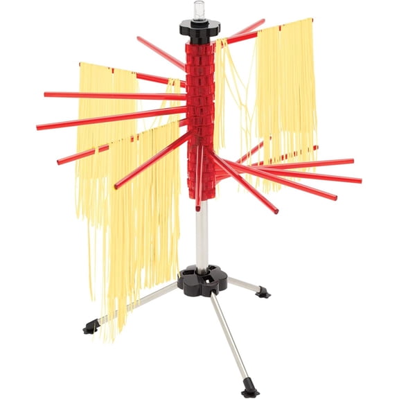 Collapsible Pasta Drying Rack, 18.5", Red, Plastic with Rotating Arms