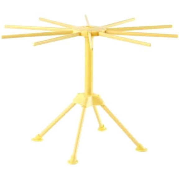 Collapsible Pasta Drying Rack, Plastic Foldable Homemade Fresh Spaghetti Stand Dryer Noodle Hanger for Kitchen with 10 Arms, Stable, Easy Storage, Quickly Set Up (Yellow)