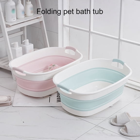 Collapsible Pet Bathtub Portable Wash Basin Folding Laundry Basket Multipurpose Storage Container (blue )