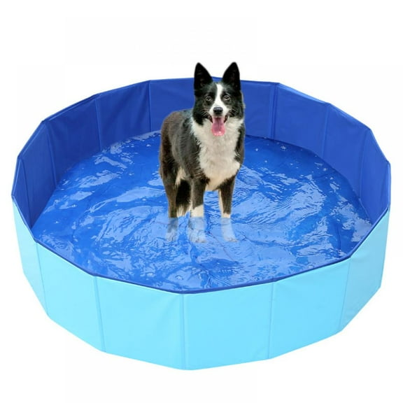 Collapsible Pet Dog Bath Pool, Kiddie Pool Hard Plastic Foldable Bathing Tub PVC Outdoor Pools for Dogs Cat Kid,Blue